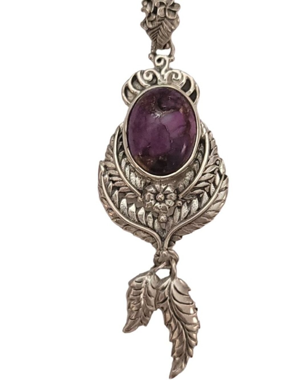 Sterling Silver 925 Copper Turquoise Feather Dangles Charm Pendant K703